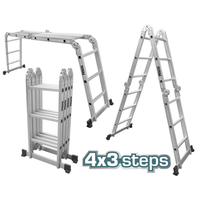 TOTAL MULTI-PURPOSE ALUMINUM LADDER 4X3 STEPS